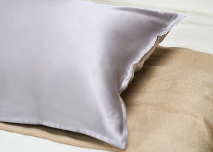 Silver Silk Pillowcase Close Up