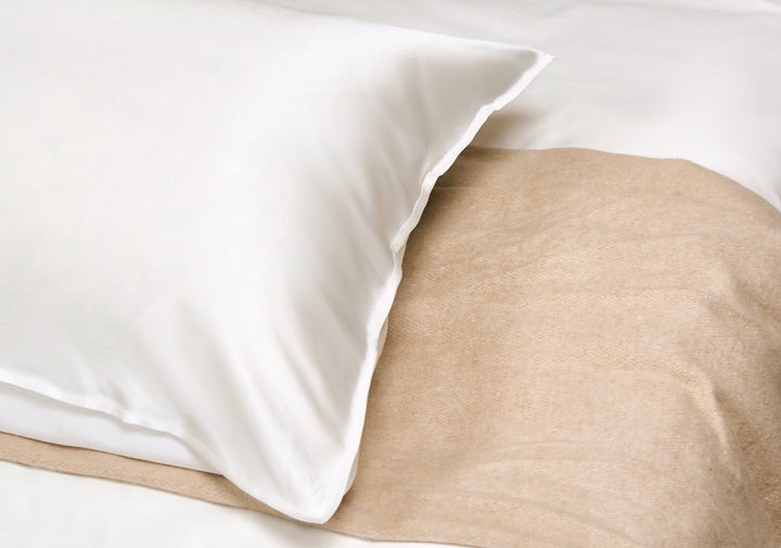 White Silk Pillowcase Close Up