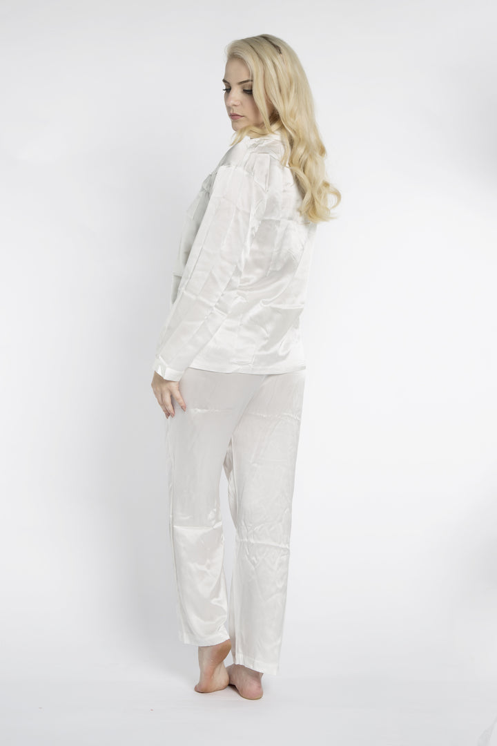 Ivory Silk Pyjamas Back